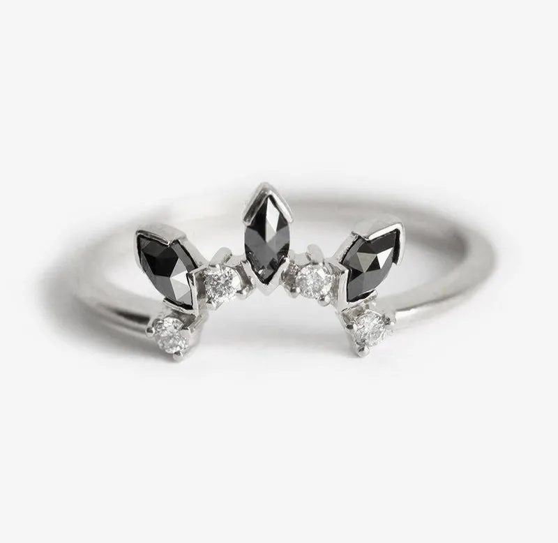 Diamond Crown Ring, Diamond Wedding Band vy 7