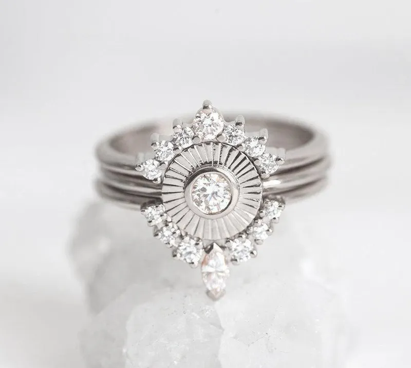 Diamond & Emerald Engagement Ring Set view 9