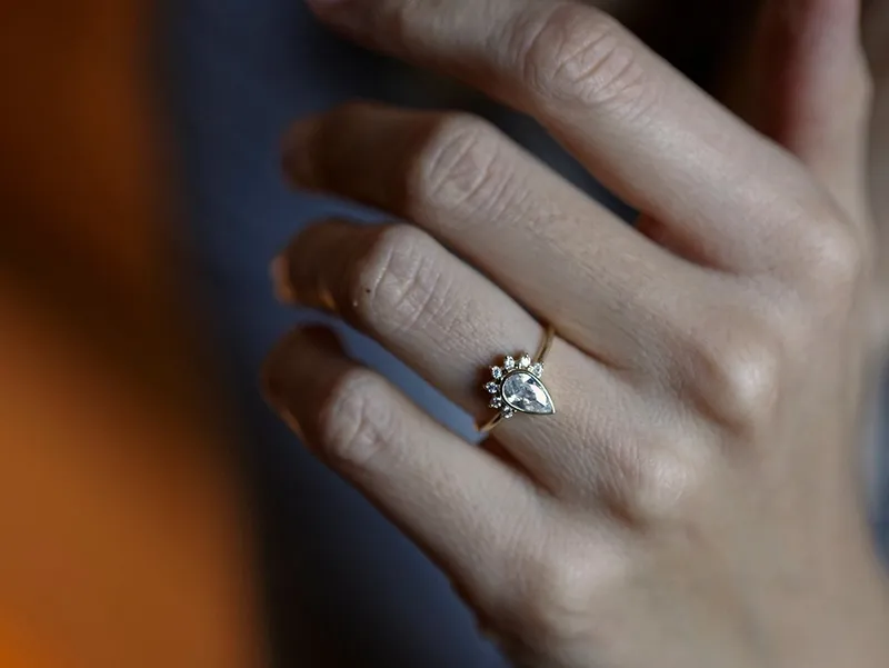 Diamond Engagement Ring, Half Halo Ring view 2