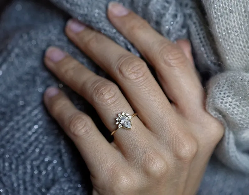 Diamond Engagement Ring, Half Halo Ring view 3