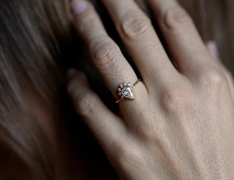 Diamond Engagement Ring, Half Halo Ring view 5