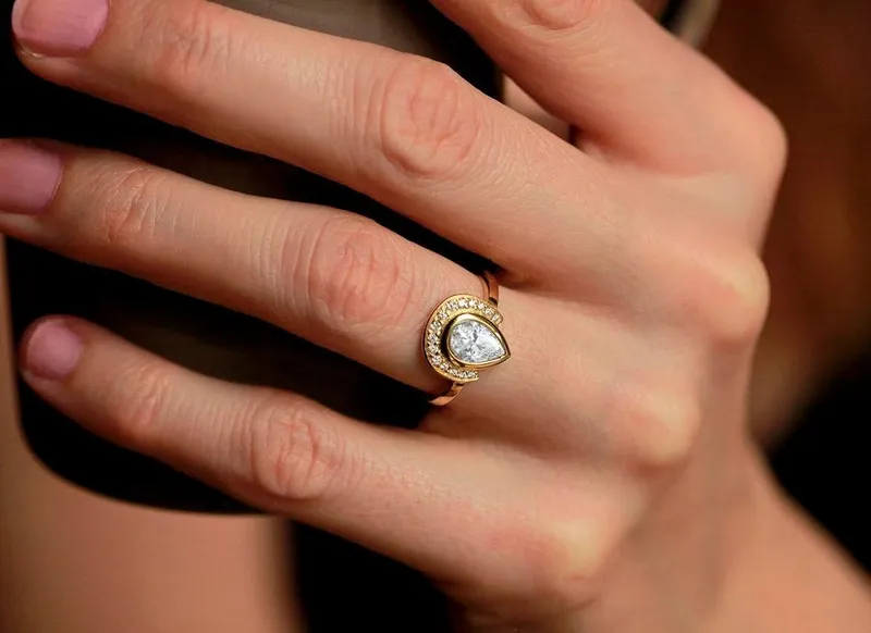 Diamond Engagement Ring, Halo Engagement Ring diamond pear cut engagement ring