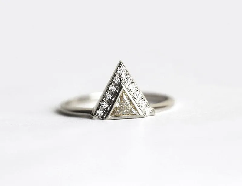 Diamond Engagement Ring, Pave Diamond Ring vy 5