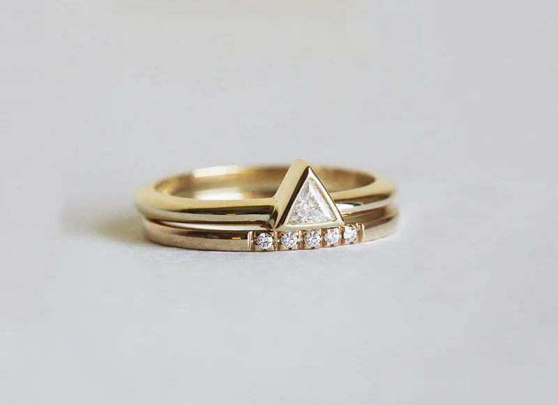 Diamond Engagement Ring Set, Stacking Diamond Rings view 2