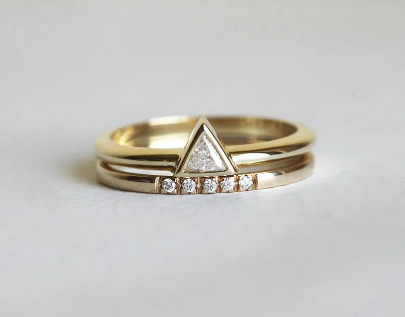 Diamond Engagement Ring Set, Stacking Diamond Rings view 3