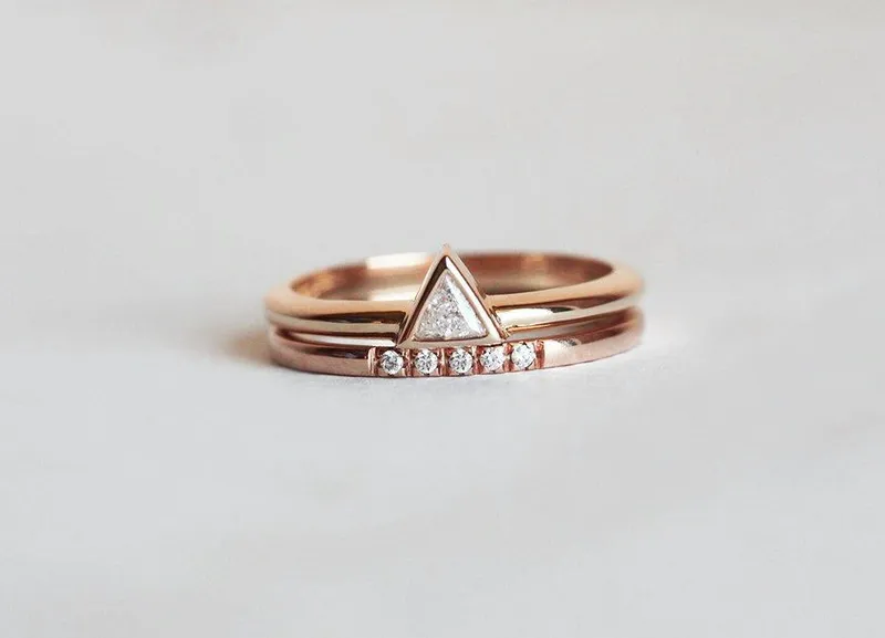 Diamond Engagement Ring Set, Stacking Diamond Rings view 5