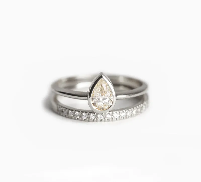 Diamond Engagement Ring Set With Pave Diamond Wedding Band view 6