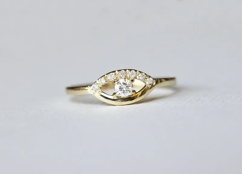 Diamond Eye Ring, Evil Eye Ring view 4