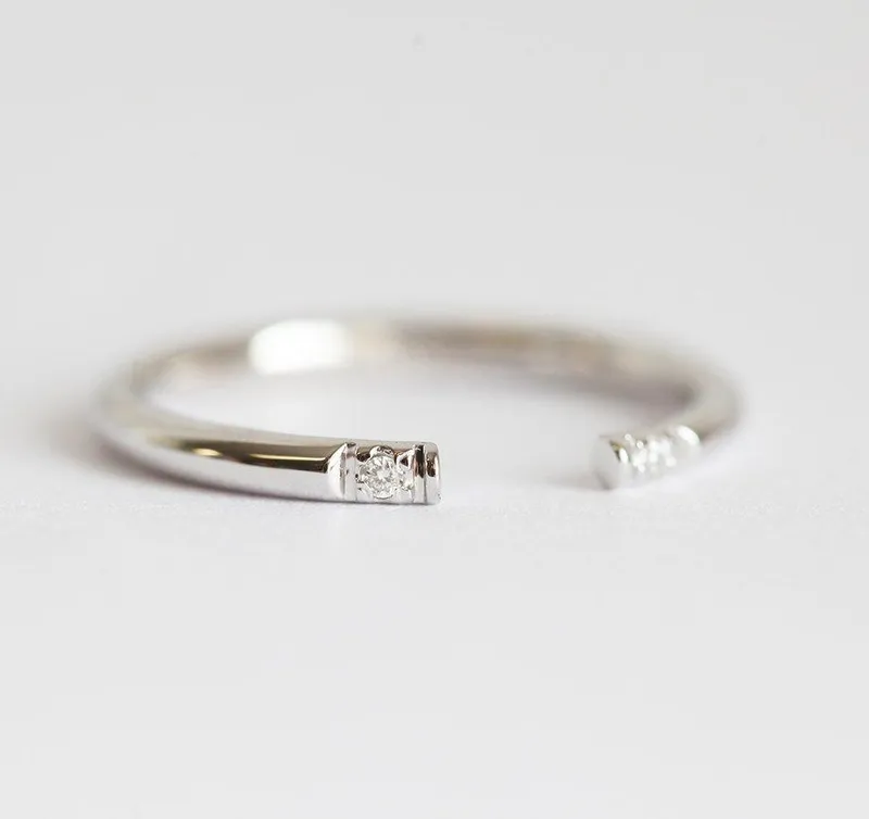 Diamond Knuckle Ring, Open Diamond Band diamond round cut engagement ring