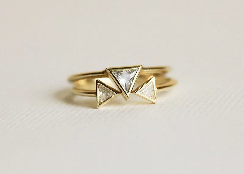 Diamond Open Ring, Triangle Ring diamond engagement ring