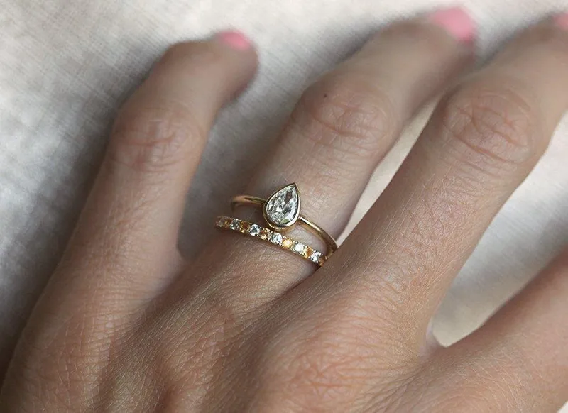 DIAMOND & ORANGE SAPPHIRE ETERNITY RING view 4