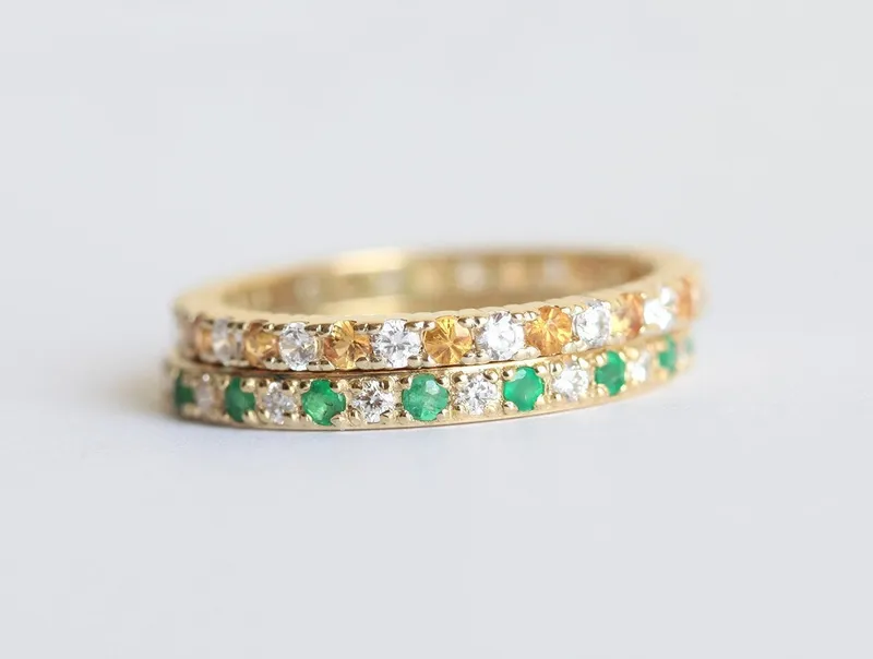 DIAMOND & ORANGE SAPPHIRE ETERNITY RING view 5