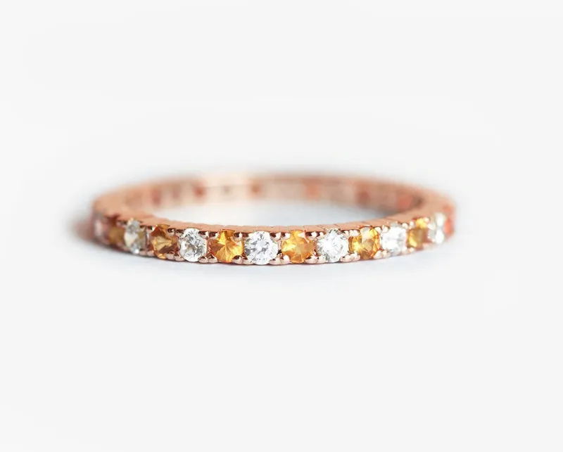 DIAMOND & ORANGE SAPPHIRE ETERNITY RING view 6