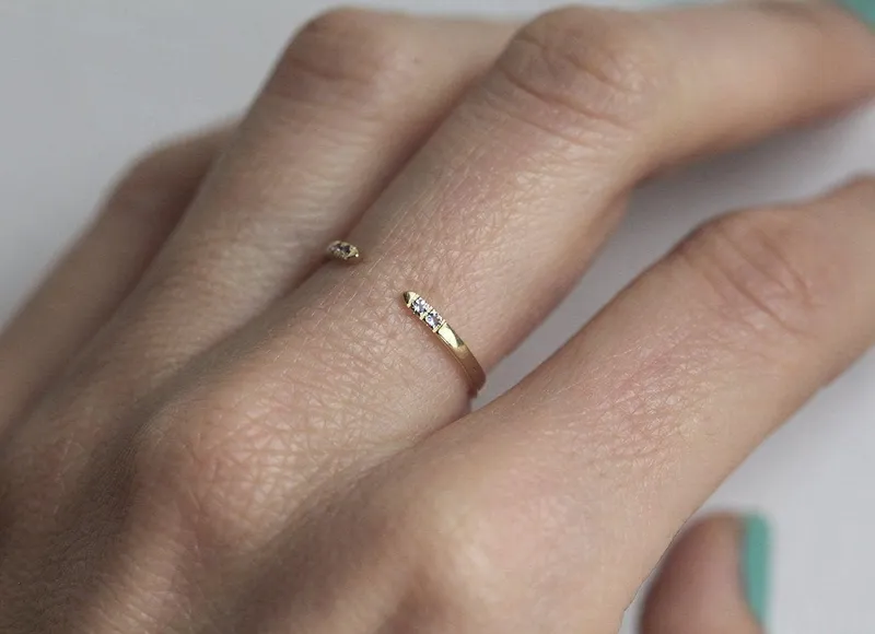 Diamond Ring, 14K Gold Pave Ring view 2