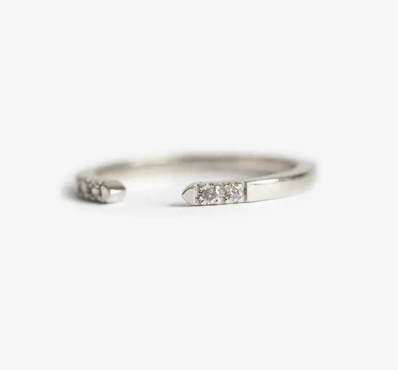 Diamond Ring, 14K Gold Pave Ring view 4