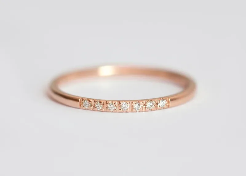 DIAMOND RING, 14K GOLD WEDDING BAND vy 4