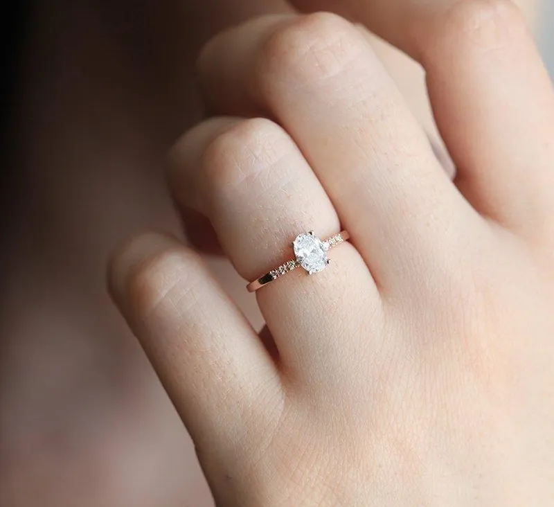 Diamond Ring, 14K Rose Gold Ring view 3
