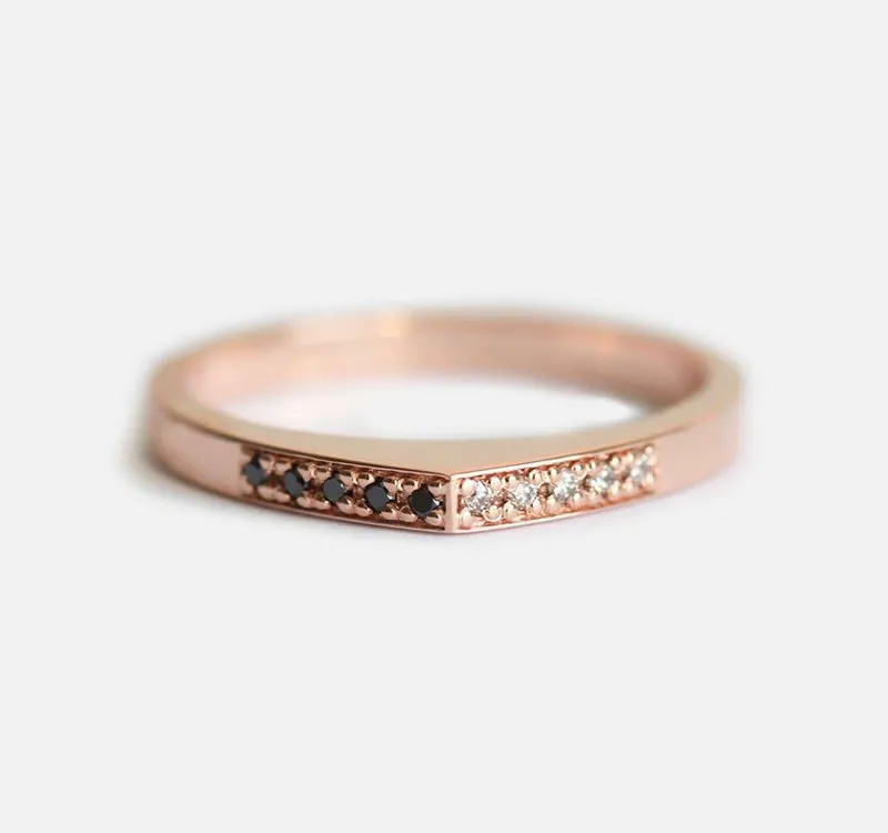 DIAMOND RING, 14K ROSE GOLD WEDDING BAND view 2