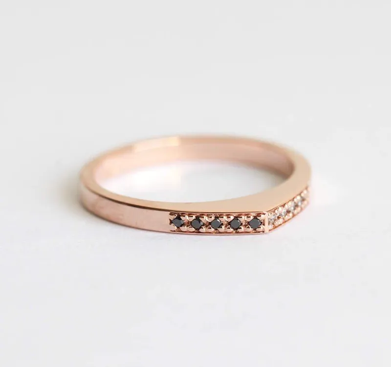 DIAMOND RING, 14K ROSE GOLD WEDDING BAND view 3