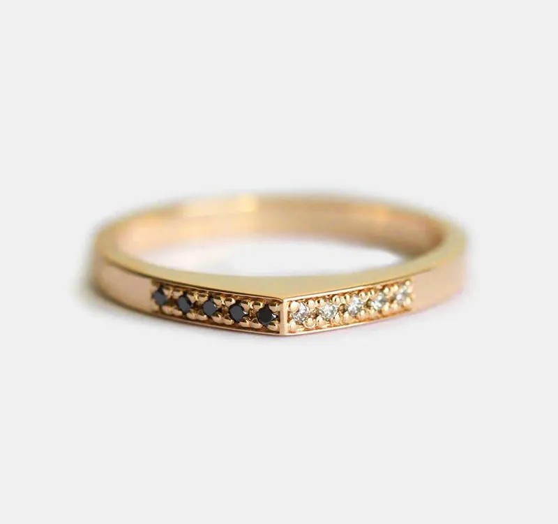 DIAMOND RING, 14K ROSE GOLD WEDDING BAND view 6