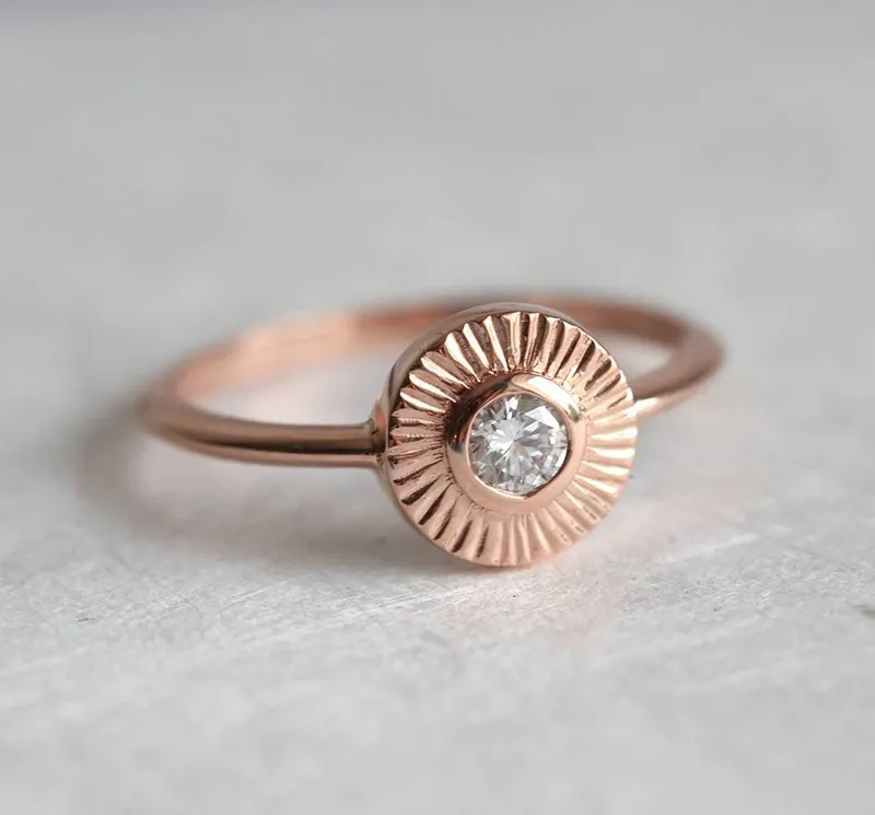 Diamond Ring, 18K Rose Gold Ring view 2