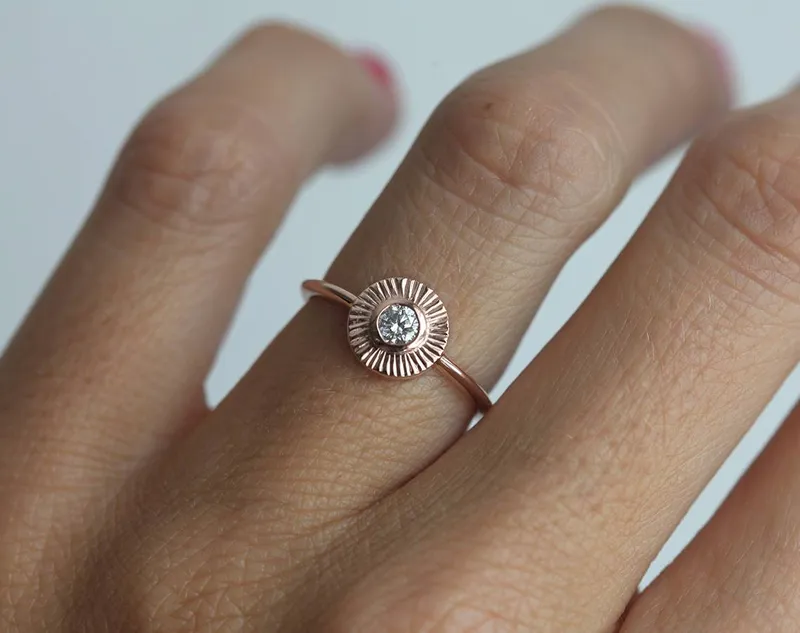 Diamond Ring, 18K Rose Gold Ring view 3