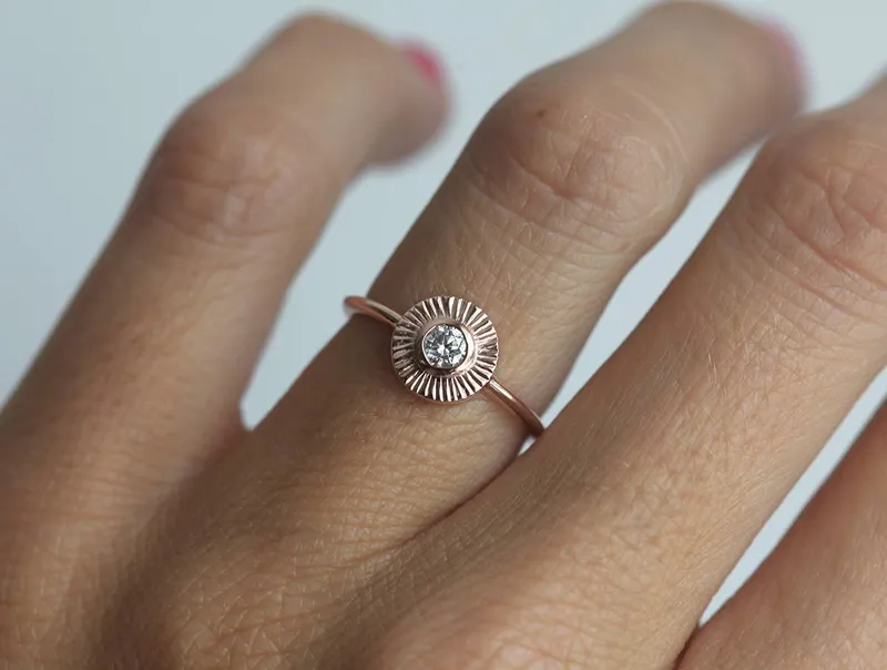 Diamond Ring, 18K Rose Gold Ring view 5
