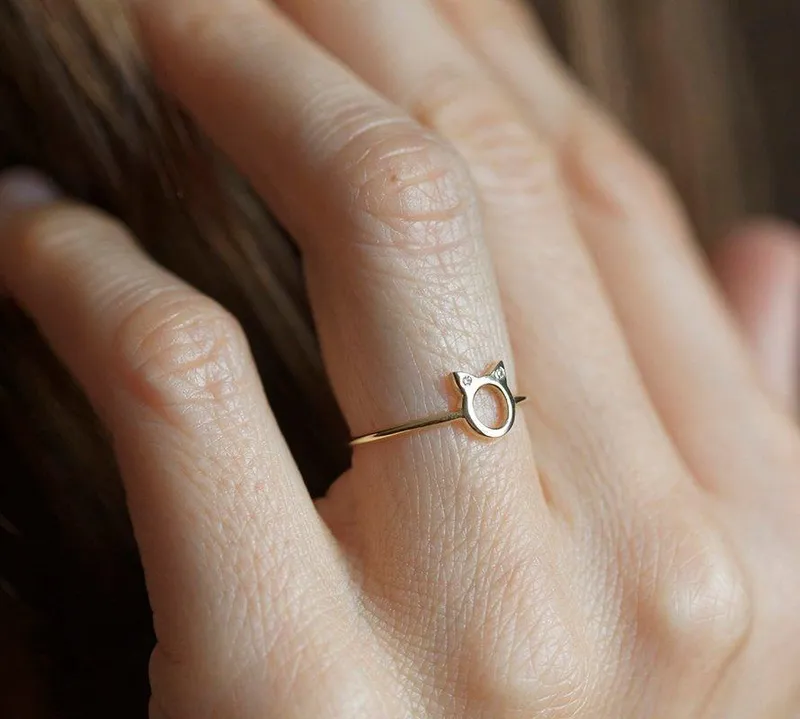 DIAMOND RING, CAT EARS RING view 4
