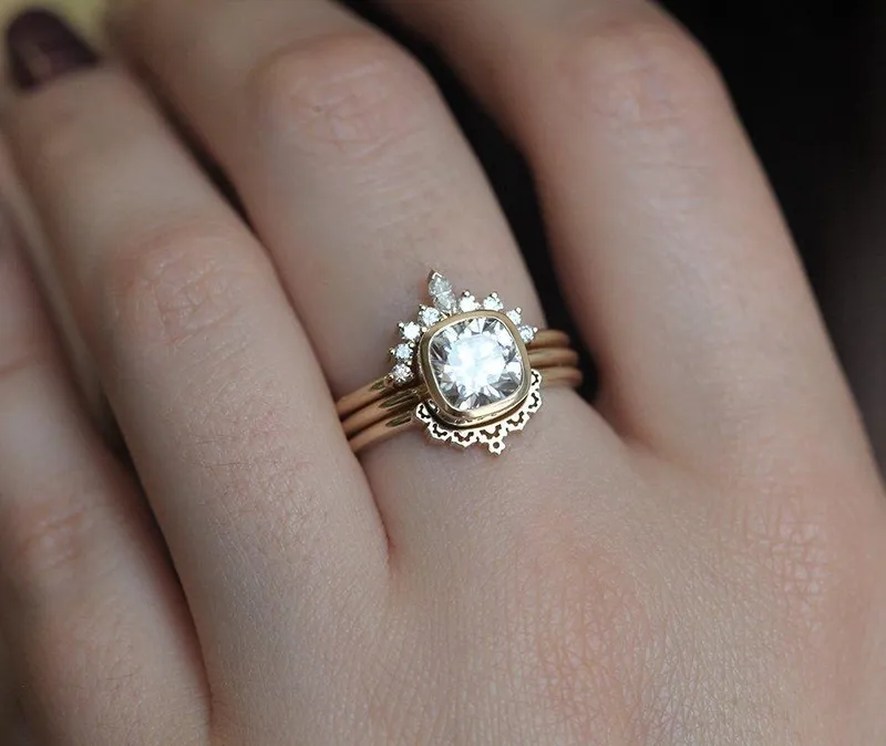 Diamond Ring, Moissanite Ring Set view 2