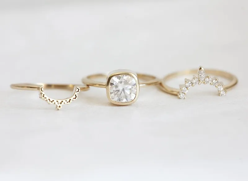 Diamond Ring, Moissanite Ring Set view 3