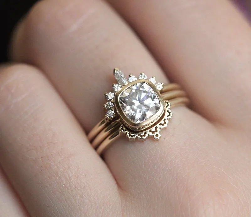 Diamond Ring, Moissanite Ring Set view 5