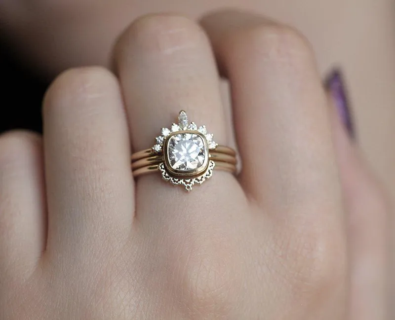 Diamond Ring, Moissanite Ring Set view 6