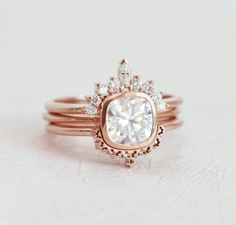Diamond Ring, Moissanite Ring Set view 9