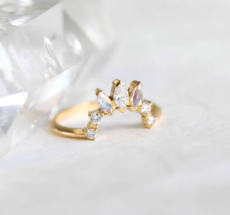Diamond Ring, Moonstone Ring view 10