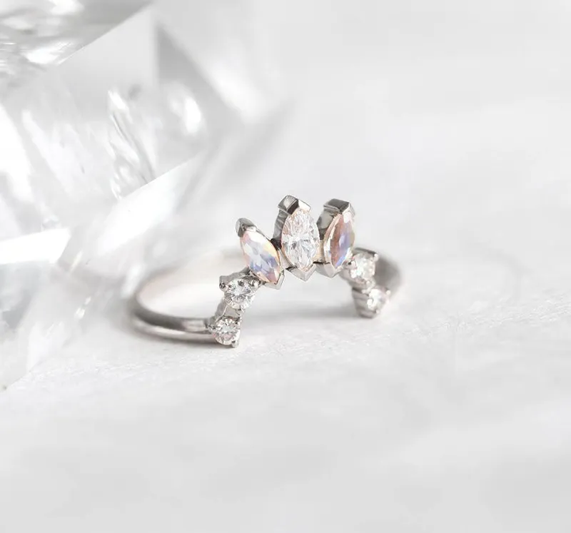 Diamond Ring, Moonstone Ring view 11
