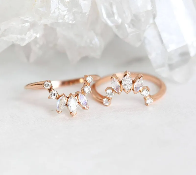 Diamond Ring, Moonstone Ring view 2
