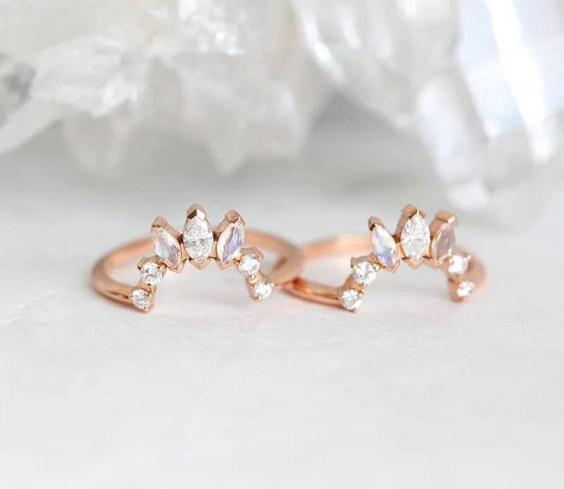 Diamond Ring, Moonstone Ring view 3