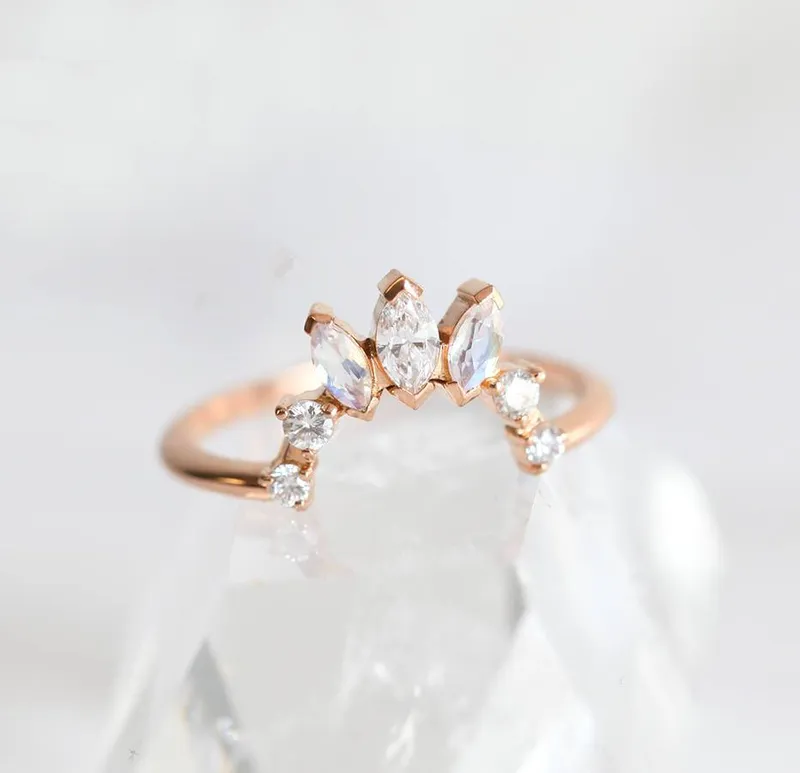 Diamond Ring, Moonstone Ring view 4