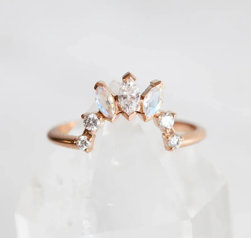 Diamond Ring, Moonstone Ring view 7
