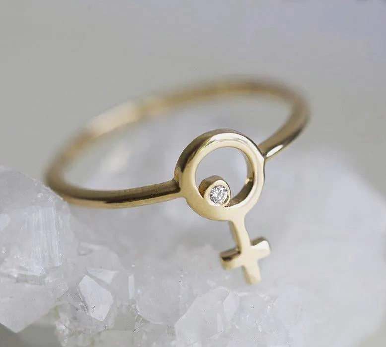 DIAMOND RING ROSE GOLD, FEMALE SYMBOL RING view 5