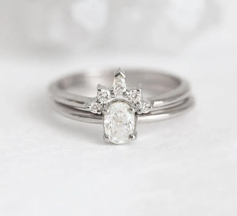 Diamond Ring Set, 14K Rose Gold Wedding Ring vy 10