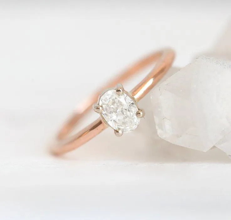 Diamond Ring Set, 14K Rose Gold Wedding Ring vy 2