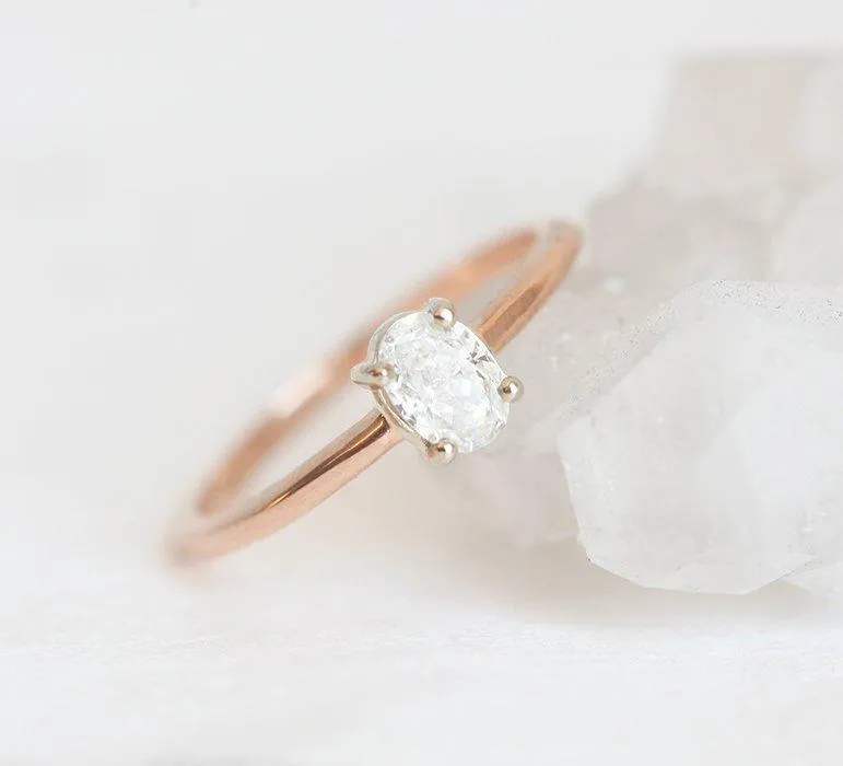Diamond Ring Set, 14K Rose Gold Wedding Ring vy 5
