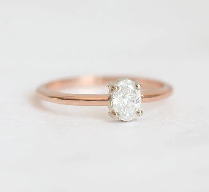 Diamond Ring Set, 14K Rose Gold Wedding Ring vy 7