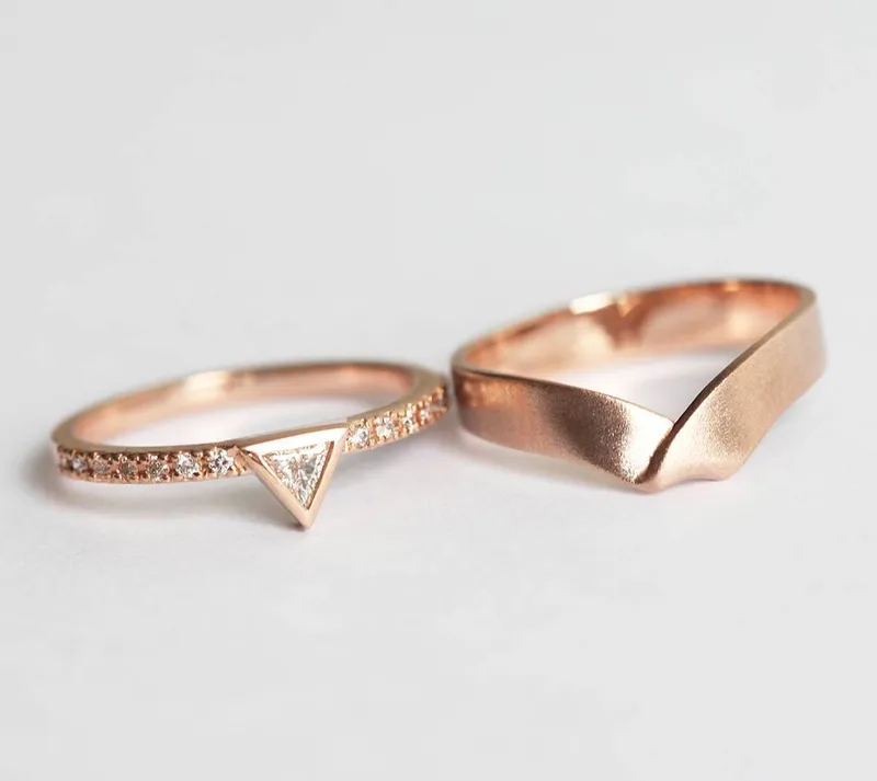 DIAMOND RING SET, MODERN ENGAGEMENT RING vy 3