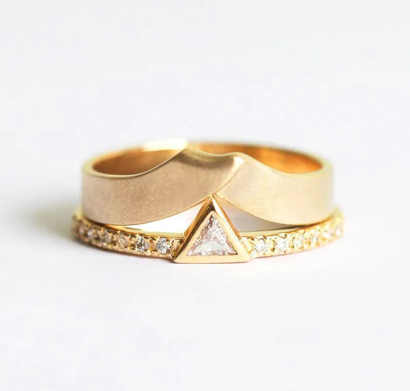 DIAMOND RING SET, MODERN ENGAGEMENT RING vy 7