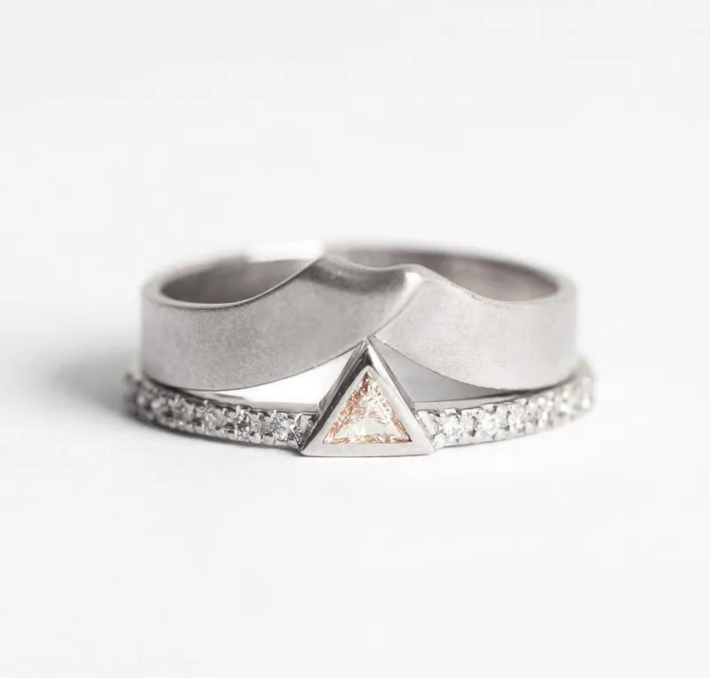 DIAMOND RING SET, MODERN ENGAGEMENT RING vy 8