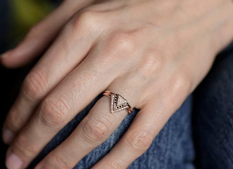 Diamond Ring Set, Modern Engagement Ring Set view 2