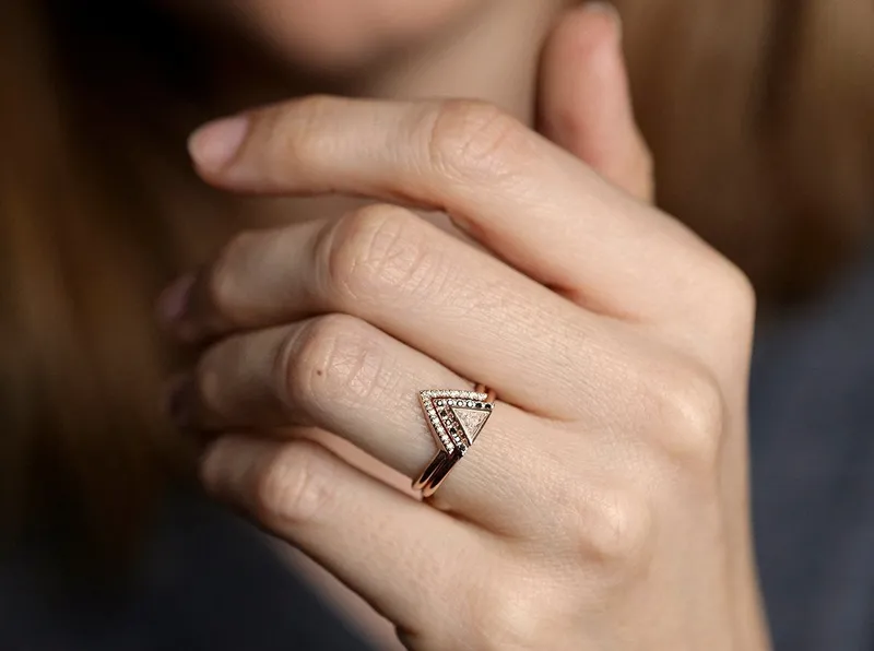 Diamond Ring Set, Modern Engagement Ring Set view 3