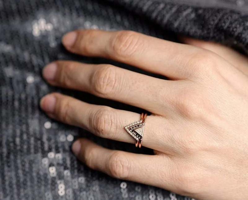 Diamond Ring Set, Modern Engagement Ring Set view 4